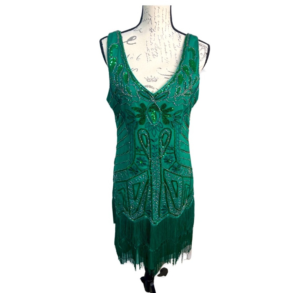 Babeyond 1920s Flapper Green Sequin Dress - XL - NWT